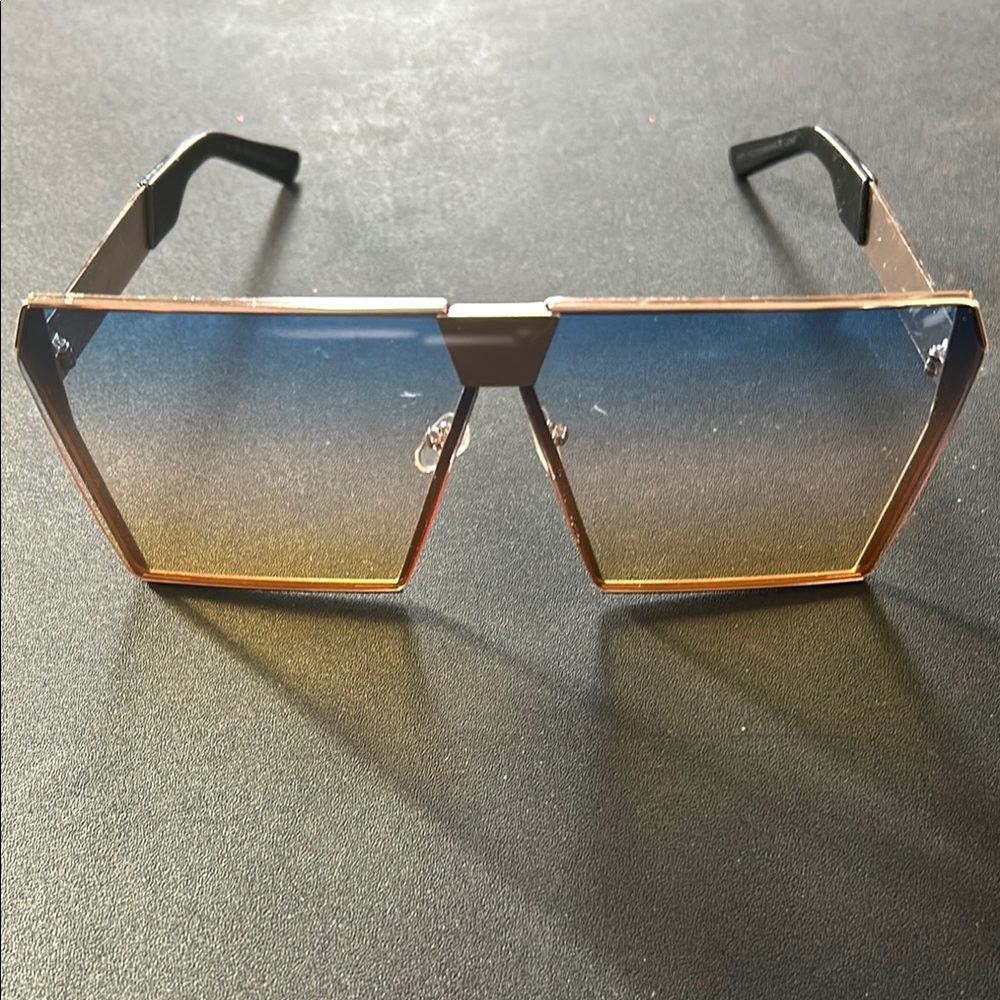 Gradient Gold and Black Women's Sunglasses